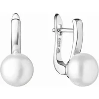 Gaura Pearls Perlenohrringe Casual weiß rund 9-9.5 mm, echte Süßwasserzuchtperle, 925er rhodiniertes Silber