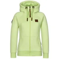 naketano Sweatjacke Damen mit Kapuze, Kängurutasche, tailliert, melierte Sweatware, Raglan Kordelzug, Rippbündchen, Kunstleder-Logo, casual, Streetwear, Langarm