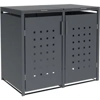 DEGAMO Mülltonnenbox TRIER, Stahl grau, für 2 Tonnen 120 oder 240 Liter