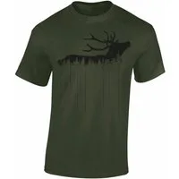 Baddery Print-Shirt "Waldhirsch" - Jäger T-Shirt - Jägerkleidung - Jagd Zubehör - Geschenk, hochwertiger Siebdruck, auch Übergrößen, aus Baumwolle