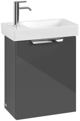Villeroy & Boch Set LineUp 450mm mit Spiegel Anschlag links Glossy Grey S00800FPR1