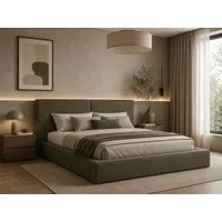 MOEBLO Polsterbett aus Bouclé Bett 06 (Bezug: Boucle, Doppelbett mit Kopfstütze, Rahmenbettgestell, mit Bettkasten und Lattenrost), gepolstertes Kopfteil