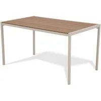 KHG Gartentisch Gartentisch Beige für 6 Personen (Esstisch aus Stahl-Gestell und Tischplatte aus Polywood in Teal-Optik, wetterfest UV-beständig, 83x75x140 cm), Wetterfest, Robust