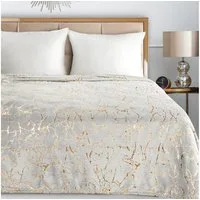Wohndecke MARMOR, Eurofirany, 150x200 goldenes Marmor-Muster, silber, creme, schwarz, weiß