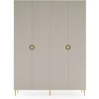 MOEBLO Drehtürenschrank VALERIA B04 (Kaschmir, Glamour Schrank mit 2 Schubladen, Metallgriffe & Füße in Gold, Elegantes Schlafzimmer‑ & Ankleidemöbel, Kleiderschrank Schrank Garderobe Schlafzimmer Drehtürenschrank) (BxHxT): 180x240x52 cm