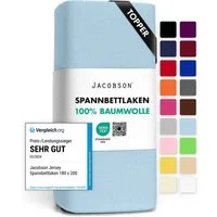 Jacobson Spannbettlaken TOPPER aus 100% Baumwolle, Jersey Bettlaken 160 g/m², Spannbetttuch mit Gummizug, pflegeleicht & viele Farben