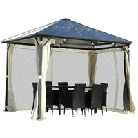 BRAST Pavillon Summerdream Aluminium 3x3m inkl. Moskitonetz, TÜV wasserdicht UV-Schutz festes Dach