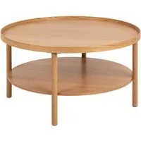 ACTONA GROUP Couchtisch Banbury, Sofatisch, Wohnzimmertisch (80x80x42cm), 2 Ebenen, Eichenfurnier, runde Form, FSC™