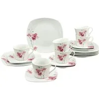 CreaTable Kaffeeservice Amelie Aiko, Kaffee-Service 18-tlg (18-tlg), 6 Personen, Porzellan, Blumendekor