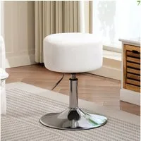HOMCOM Barhocker mit Metallgestell, Cordoptik, Fußstütze (höhenverstellbar Küchenstuhl, 1 St., gepolstert 360° drehbar Barstuhl), für Küche, Wohnzimmer, Esszimmer Weiß