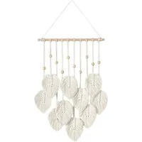 Blusmart Wandteppich Gewebter, handgefertigter Wandteppich, Höhe: 80 mm, Wandbehang mit Blattmotiv aus Baumwollseil