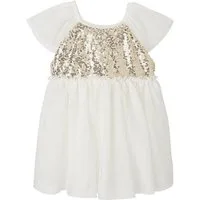 vertbaudet Minikleid Kurzärmeliges Mädchen Festkleid mit Pailletten