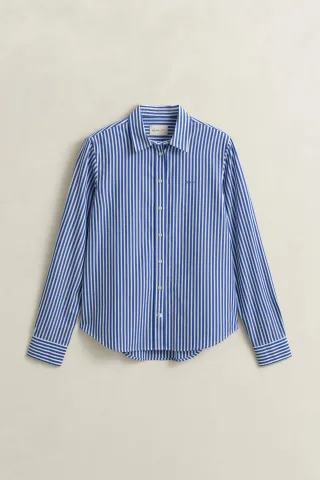 GANT - Regular Fit Classic Popeline Hemd mit Streifen royal blue - Gr. - 38