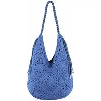 ITALYSHOP24 Schultertasche DAMEN TASCHE Häkeltasche Boho Shopper Strohtasche Hobo Geflecht Textil, Sommer Basttasche Strand Retro Reise Freizeit Urlaub Beuteltasche