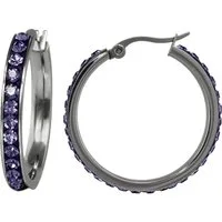 Amello Paar Creolen Amello Ohrringe Edelstahl Creolen 30mm (Creolen), Damen Creolen aus Edelstahl (Stainless Steel), silberfarben, lila
