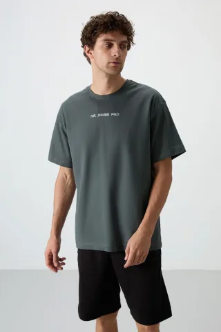 Übergröße Bedrucktes Rundhals-T-Shirt