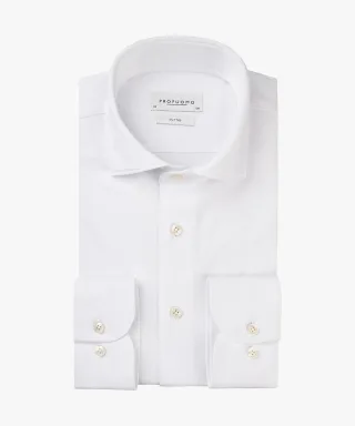 Profuomo - Weißes Knitted Piqué Hemd weiß - Gr. - 44