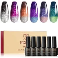 KINSI Nagellack-Set UV-Gel Nagellack Set mit 6 Farben - Professionelles Maniküre-Set, Langanhaltender Glanz