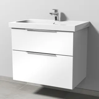 Sanipa 3way Waschtischunterbau zu Geberit iCon Light Waschtisch mit 2 Auszügen, Weiß-Glanz UF57478