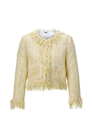 Rich & Royal - Short boucle jacket with fringes soft butter - Gr. - 36
