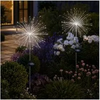 pedete LED Solarleuchte LED Solarleuchte Solarlampen Garten 120 LED Feuerwerk Solarleuchten, gartendeko, solarlampen für außen, Warmweiß, Tageslichtweiß, Leuchtmittel, Wetterfest Pusteblume Solarlampen 8 Modi mit Erdspieß
