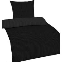 Casa Colori Bettwäsche Seersucker 135x200 Reißverschluss Schwarz, Seersucker, 2 teilig, leicht