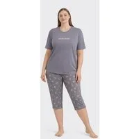 fashionshowcase Hausanzug Damen Schlafanzug große Größen – Pyjama Set mit Shorts & T-Shirt (2 tlg., 2-teiliges Set) lockerer Schnitt, modischer Frontprint & gemusterte Shorts