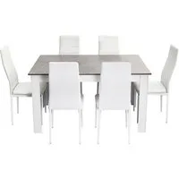 Mondeer Essgruppe Esszimmergruppe (Set, 7-tlg), mit 6 Weiß Stühlen