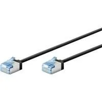 Ultraflexibles Cat.6a Patchkabel slim, U/FTP schwarz, 1 Meter, extrakurze Stecker