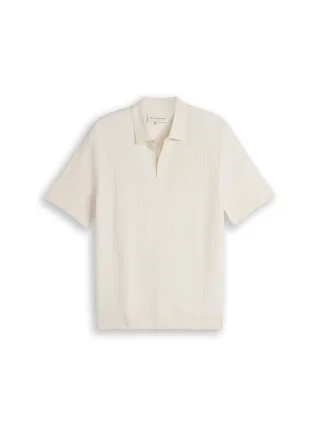Tom Tailor - Strick-Poloshirt aus Baumwolle gardenia white - Gr. - XXXL