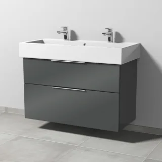 Sanipa 3way Waschtischunterbau zu Duravit Vero Waschtisch mit 2 Auszügen, Anthrazit-Glanz UF71979