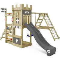 Wickey Spielturm DragonFlyer Stelzenhaus – Ritterburg mit Kletteranbau, Unvergessliche Erlebnisse für Kinder mit 10 Jahren Garantie*