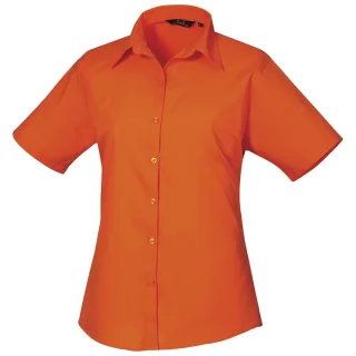 Premier Damen Kurzarm Popeline Bluse / Arbeitshemd (Orange)