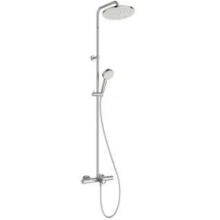 Ideal Standard Duschsystem CThermT25N mit Badethermostat 2-fach-Handbrause und runder Kopfbrause Chr A8480AA