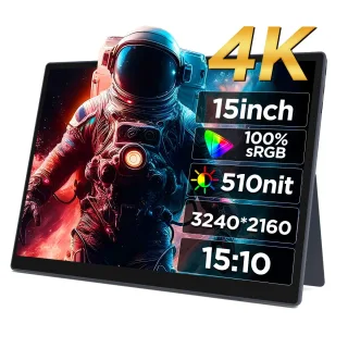 HAILESI 15 Inch FHD 3240*2160P Portable Monitor Computer Gaming Display 450nit 60Hz 100% sRGB IPS Mini HD Type-C Externa