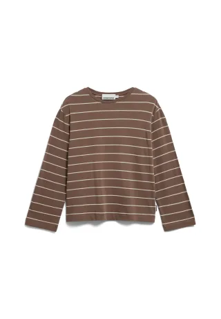 Armedangels - MARYNAA FINE STRIPE LONGSLEEVE walnut cream-oatmilk - Gr. - S