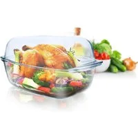 Sendez Bräter XXL Glasbräter 7,0 L mit Deckel Auflaufform Glaskochgeschirr Ofenform, Glas (2-tlg)
