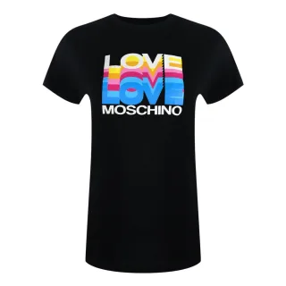 Love Moschino - "Love" T-Shirt für Damen, Baumwolle, Leger (Schwarz)