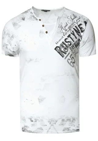 V-Neck T-Shirt Verwaschen mit Seitlichem Logo Print