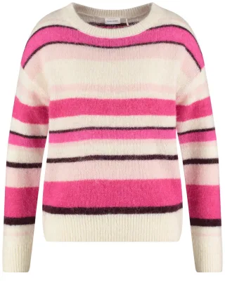 GERRY WEBER Collection - Pullover mit streifen beige/pink - Gr. - 40