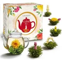 Creano Tee Teeblumen Geschenkset -FLOWER DESIGN- 500ml Glaskanne & 6x Weißer Tee, 1 x 6 St.