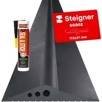 STEIGNER Dichtungsband Garagentor Bodenabdichtung 1m aus EPDM 112mm x 21mm SGD02, Schwellendichtungsset mit 1x Montagekleber, Türdichtung