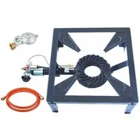 Wehmann Gaskocher 10,5 KW Profi 4 Fuß Hockerkocher, mit Gasschlauch und Druckregler 120 kg Belastbarkeit