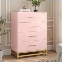 GarveeMore Kommode mit 4 Schubladen für das Schlafzimmer, Holzkommode mit goldenen Griffen,92x60.5x40cm