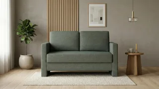 BRUNO Schlafsofa 120cm in Forest Green Grün | Schmal | stabiles Massivholz & Boxspringkomfort