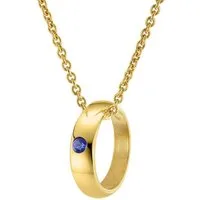 trendor Kette mit Anhänger Anhänger Taufring Gold 333 mit Saphir an goldplattierter Kette