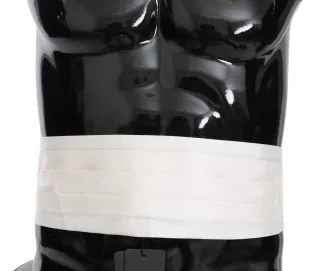 Dolce & Gabbana White Men's Waist Belt 100% Silk Cummerbund (ceinture pour homme)