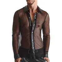 Regnes Fetish Planet Langarmhemd Netzhemd Cesare Clubwear schwarz S