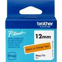 Schriftband Btag-T31 12mm, schwarz auf orange, nicht laminiert