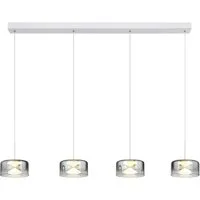 GLOBO LIGHTING Hängeleuchte BELINDA, LED fest integriert, Warmweiß, Hängeleuchte Weiß, Rauchglas, E27, höhenkürzbar
